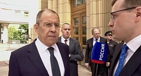 Foreign Minister Sergey Lavrov answers a question by the Moscow. Kremlin. Putin televised programme, Moscow, June 14, 2024